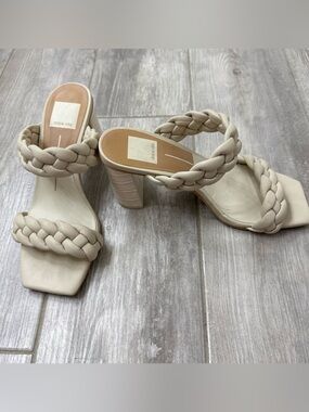Dolce Vita Braided Double-Strap Block Heel Sandals in Cream